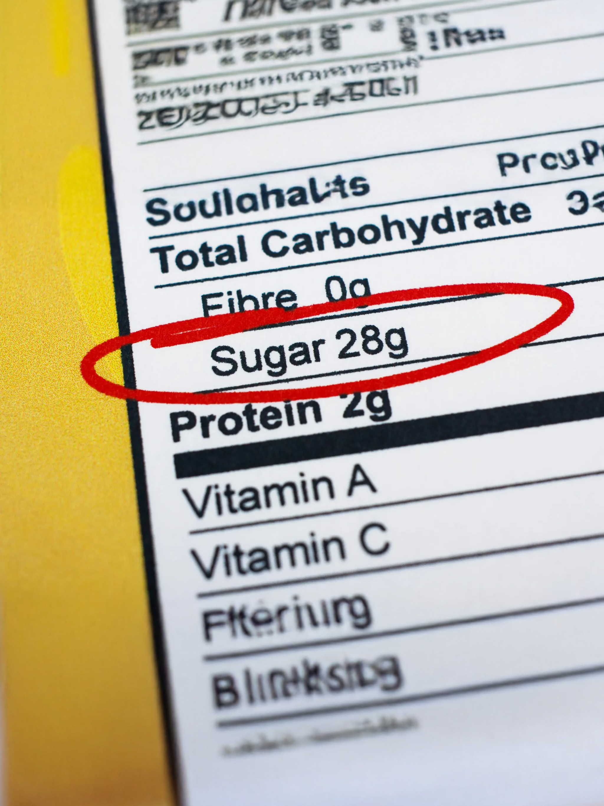 High sugar content in everyday foods